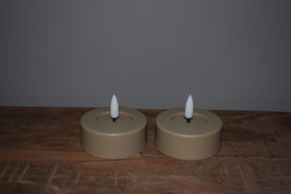 LED Maxi Theelicht Ø6,5x2,5cm hoog (set van 2) Grijs - Afbeelding 3