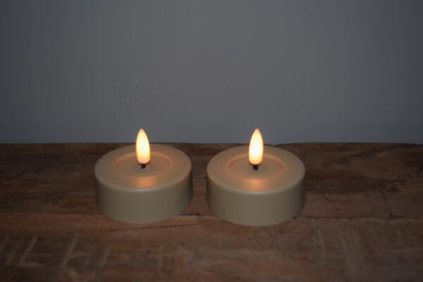 LED Maxi Theelicht Ø6,5x2,5cm hoog (set van 2) Grijs