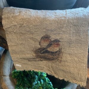 Shabby doek 'Roodborstje in nestje'