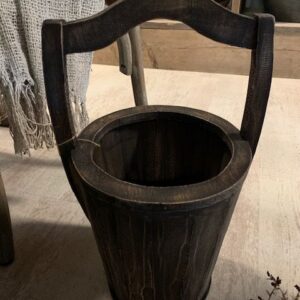 Houten Emmer Rond Bruin/Grijs