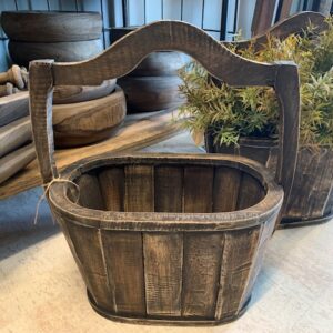 Houten Emmer Ovaal Bruin/Grijs