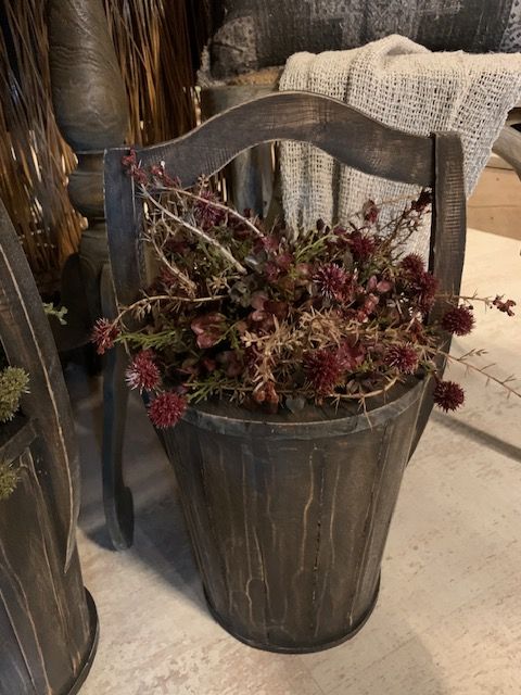 Houten Emmer Rond Bruin/Grijs - Afbeelding 2