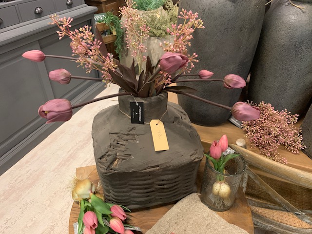 Real Touch Tulpen Met DONKER Blad DonkerRoze Lang 47cm - Afbeelding 3