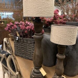 BalusterLamp Old Brown L Compleet Met Shabby Kap Rond