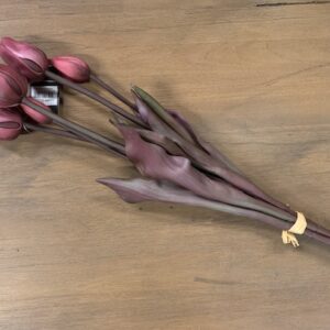 Real Touch Tulpen Met DONKER Blad Roze Lang 47cm