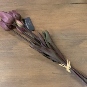 Real Touch Tulpen Met DONKER Blad DonkerRoze Lang 47cm