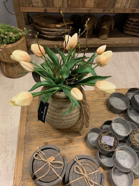 Real Touch Tulpen Creme Kort 30cm 5 Stelen - Afbeelding 2