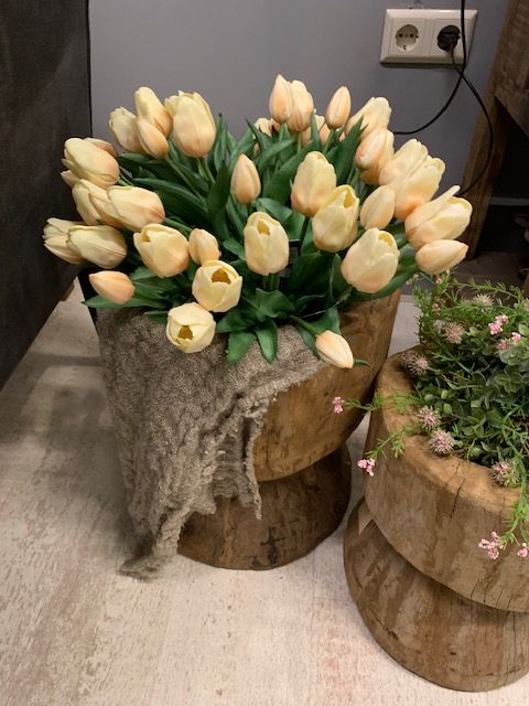 Real Touch Tulpen Creme Kort 30cm 5 Stelen